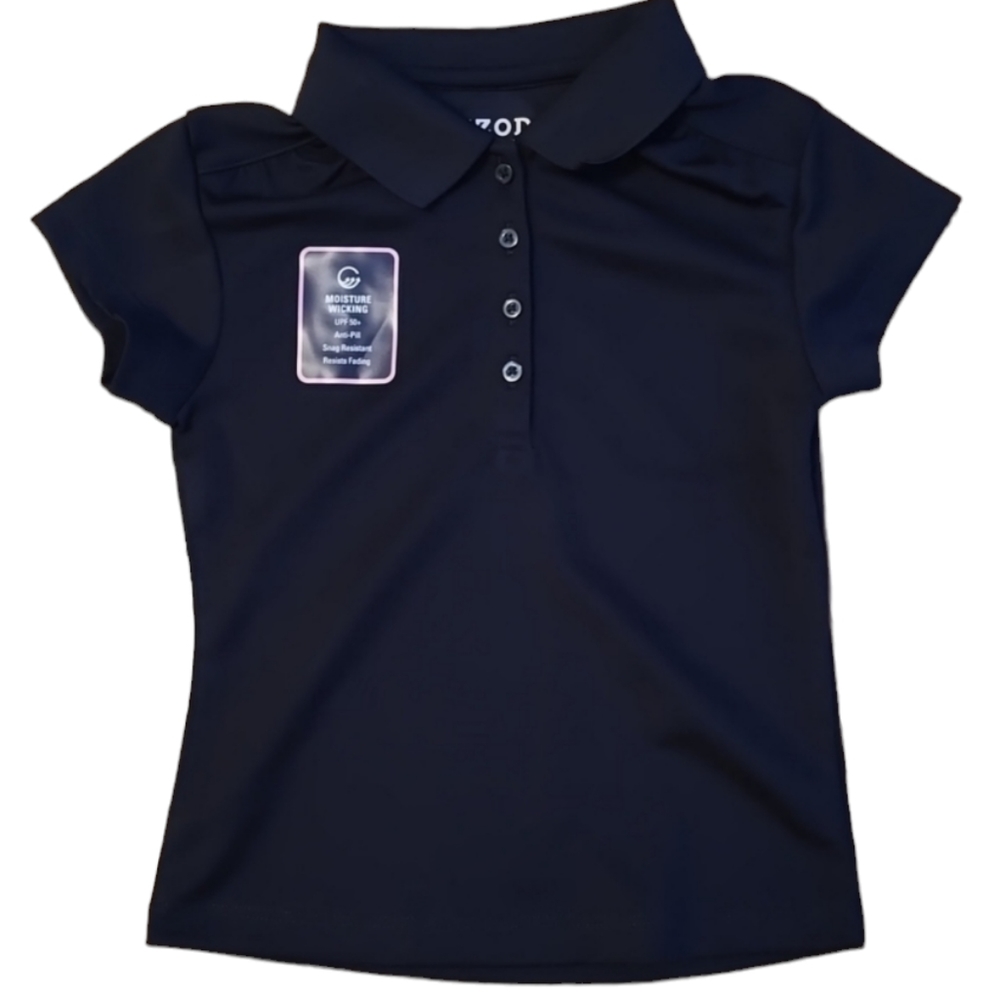 IZOD GIRLS NAVY BLUE BUTTON POLO "APPROVED SCHOOLWEAR" TOP SIZE XXS 4/5